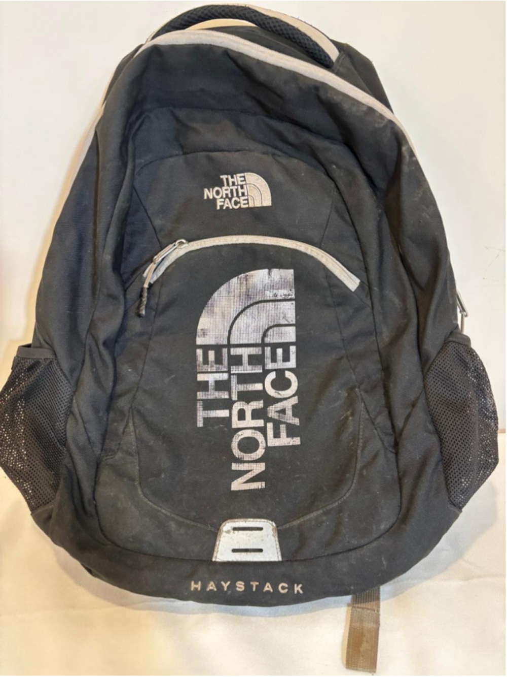 The North Face Haystack Backpack Black eGray Laptop School Travel #C104